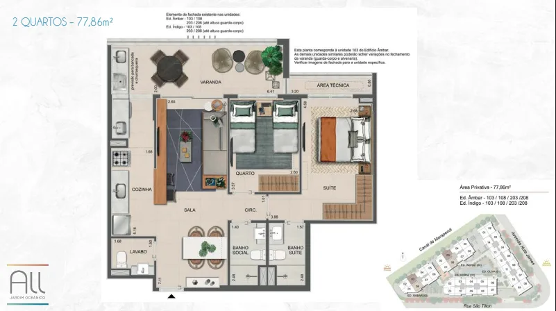 Planta 1: All Jardim Oceânico, apartamento de alto padrão na Barra da Tijuca, Rio de Janeiro