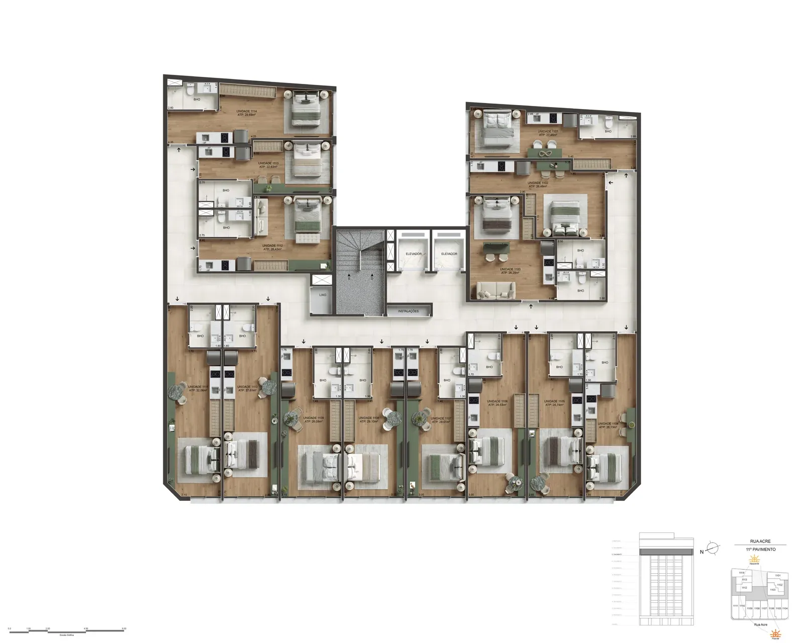 Planta 2: Áureos Rio Residencial, studio de alto padrão no Centro, Rio de Janeiro