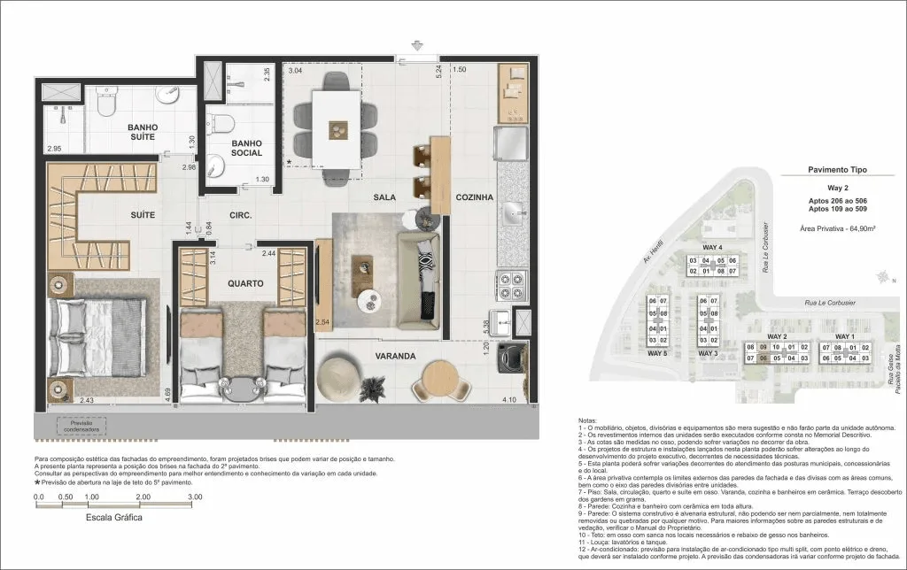 Planta 6: Way Barra Bonita, apartamento de alto padrão no Recreio dos Bandeirantes, Rio de Janeiro
