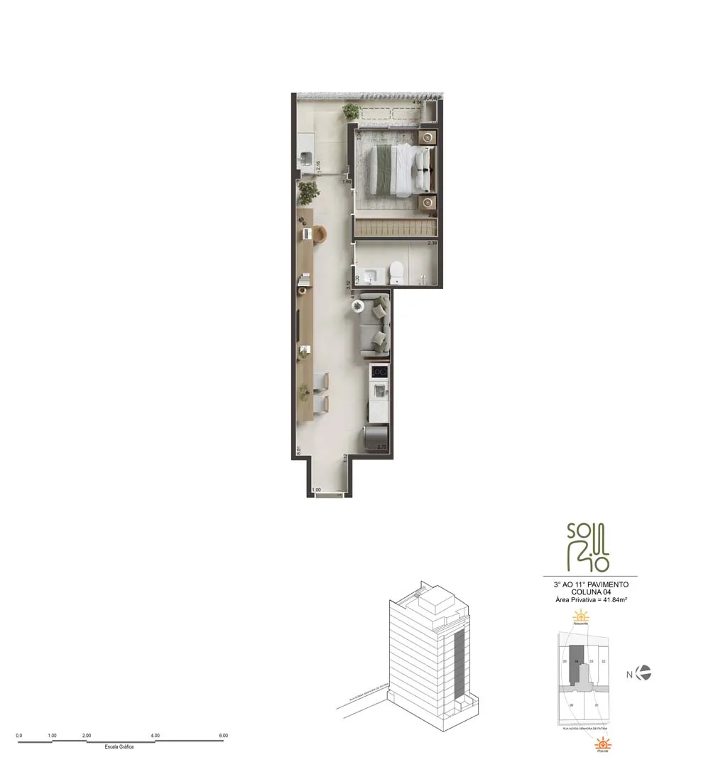 Planta 11: Soul Rio Nossa Senhora de Fátima, studio de alto padrão no Centro, Rio de Janeiro