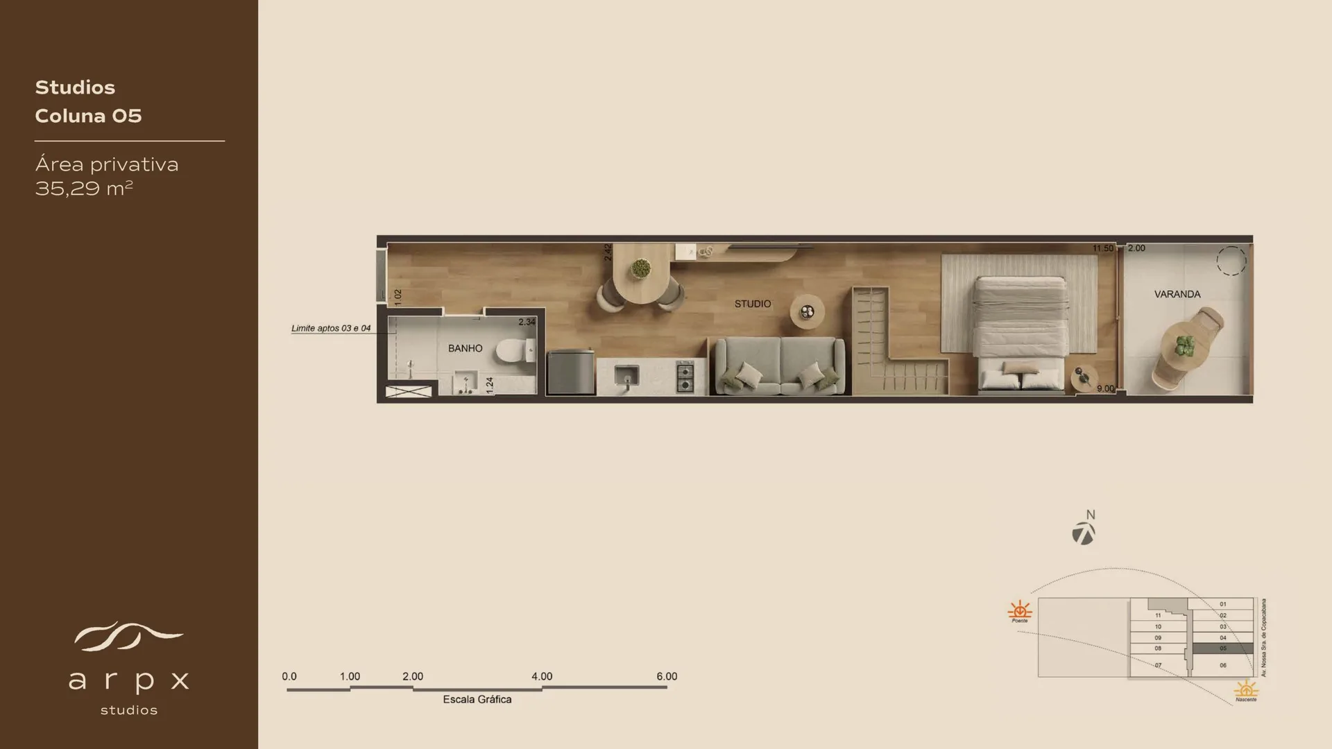 Planta 6: Arpx Studios, studio de alto padrão no Arpoador, Rio de Janeiro