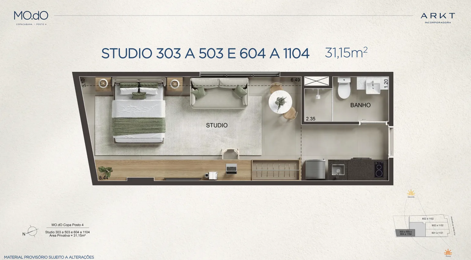 Planta 11: Mo.do Copacabana Posto 4, studio de alto padrão em Copacabana, Rio de Janeiro
