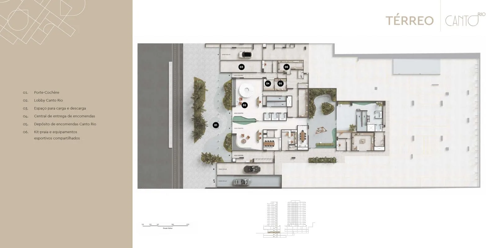 Planta 1: Canto Rio Arpoador, studio de alto padrão no Arpoador, Rio de Janeiro