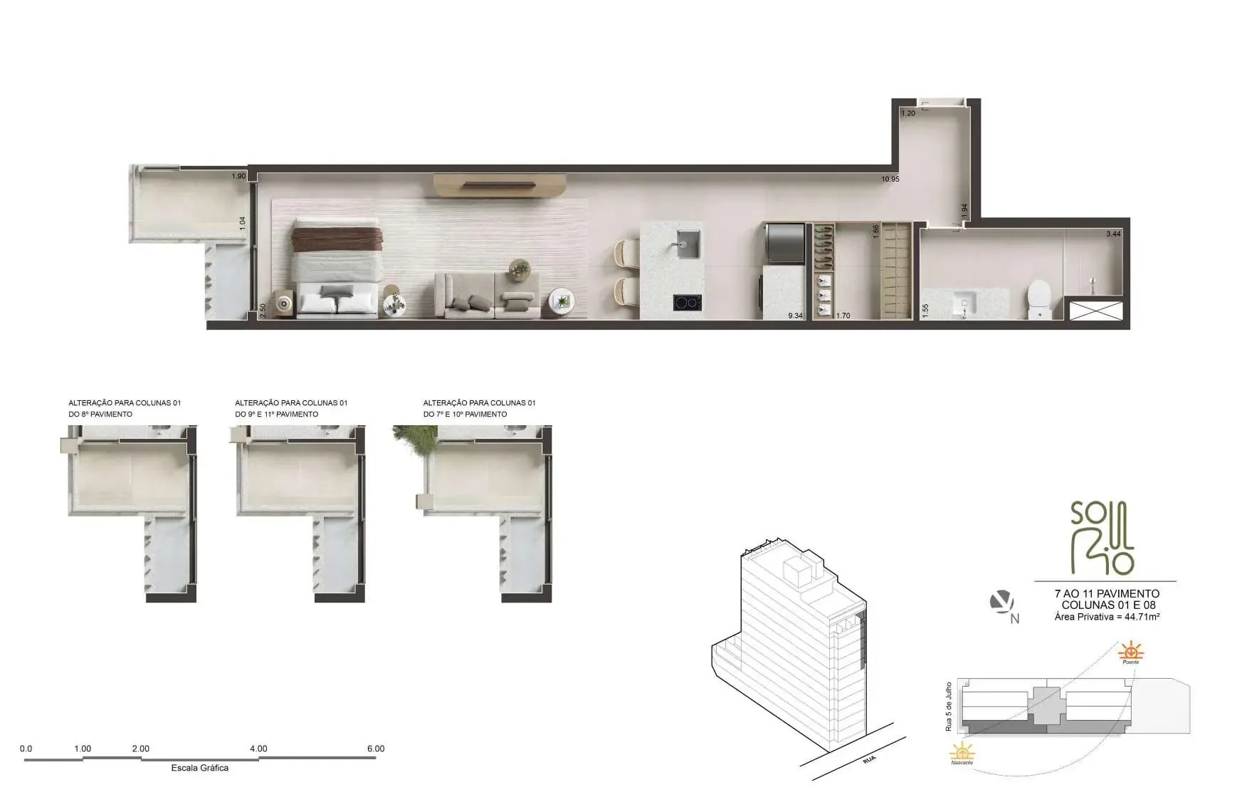 Planta 10: Soul Rio Cinco de Julho, studio de alto padrão em Copacabana, Rio de Janeiro