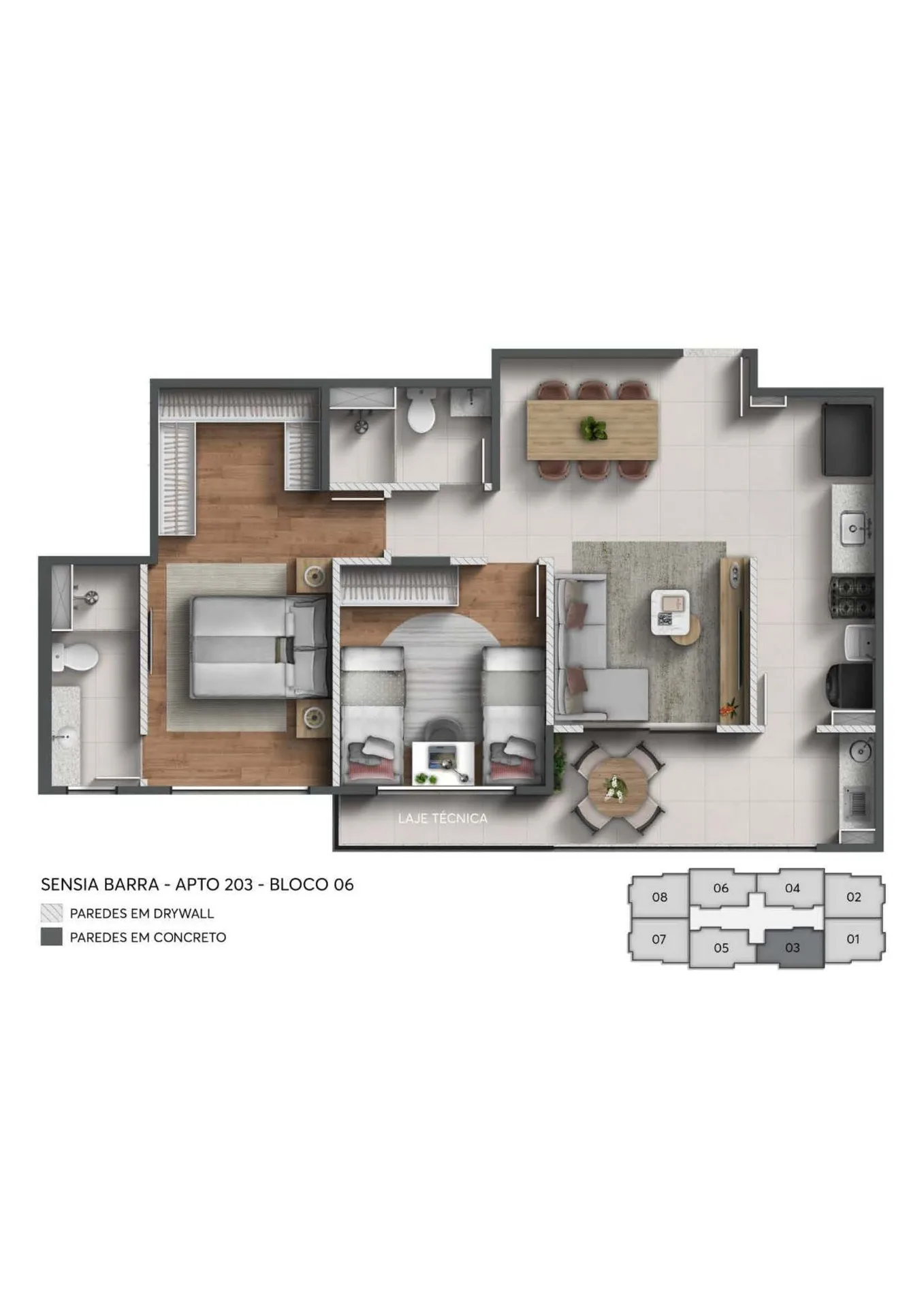 Planta 3: Sensia Barra, apartamento de alto padrão na Barra da Tijuca, Rio de Janeiro