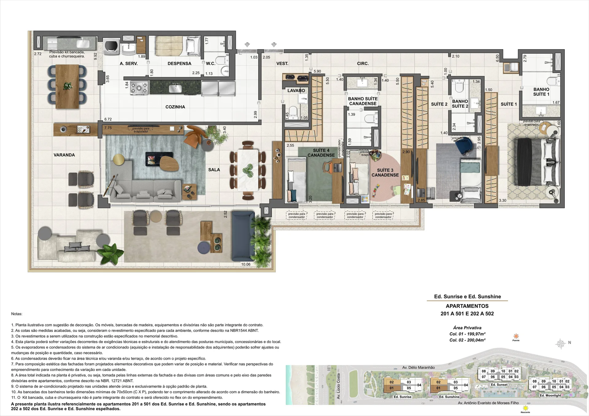 Planta 1: Wave by Yoo, apartamento de alto padrão na Barra da Tijuca, Rio de Janeiro