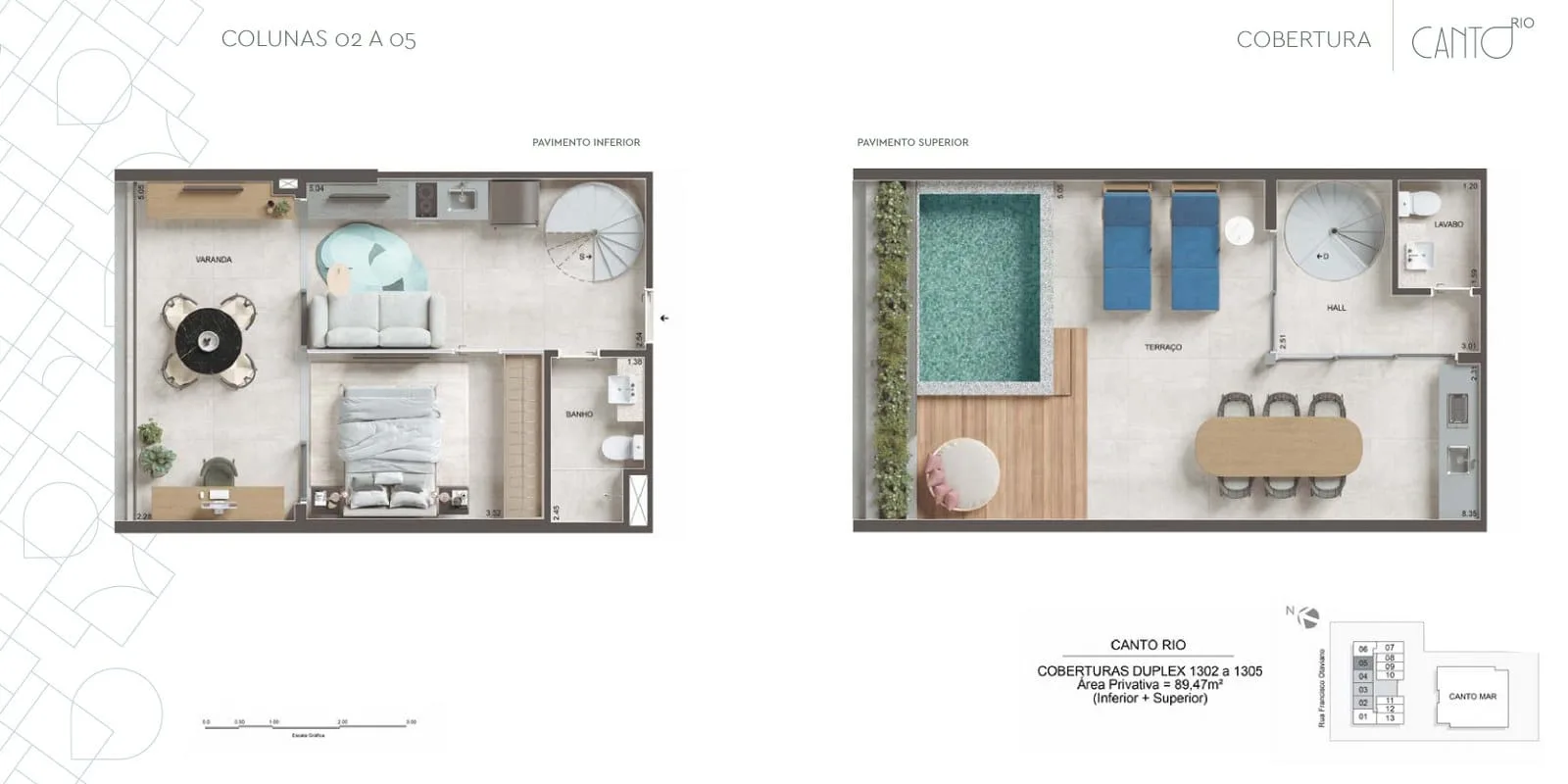 Planta 15: Canto Rio Arpoador, studio de alto padrão no Arpoador, Rio de Janeiro