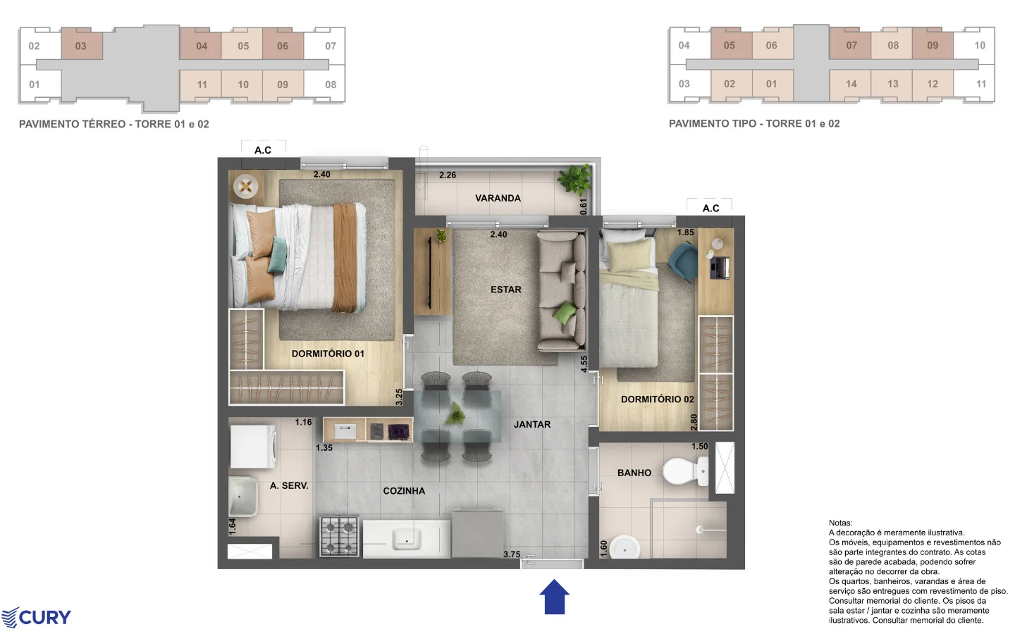Planta 3: Nova Olaria Cury, apartamento de alto padrão em Outro, Rio de Janeiro