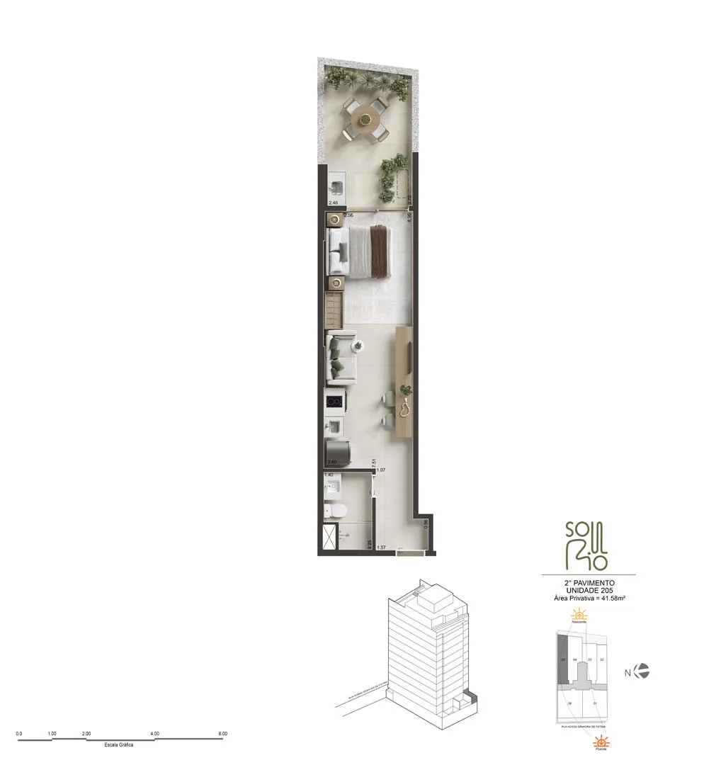 Planta 9: Soul Rio Nossa Senhora de Fátima, studio de alto padrão no Centro, Rio de Janeiro