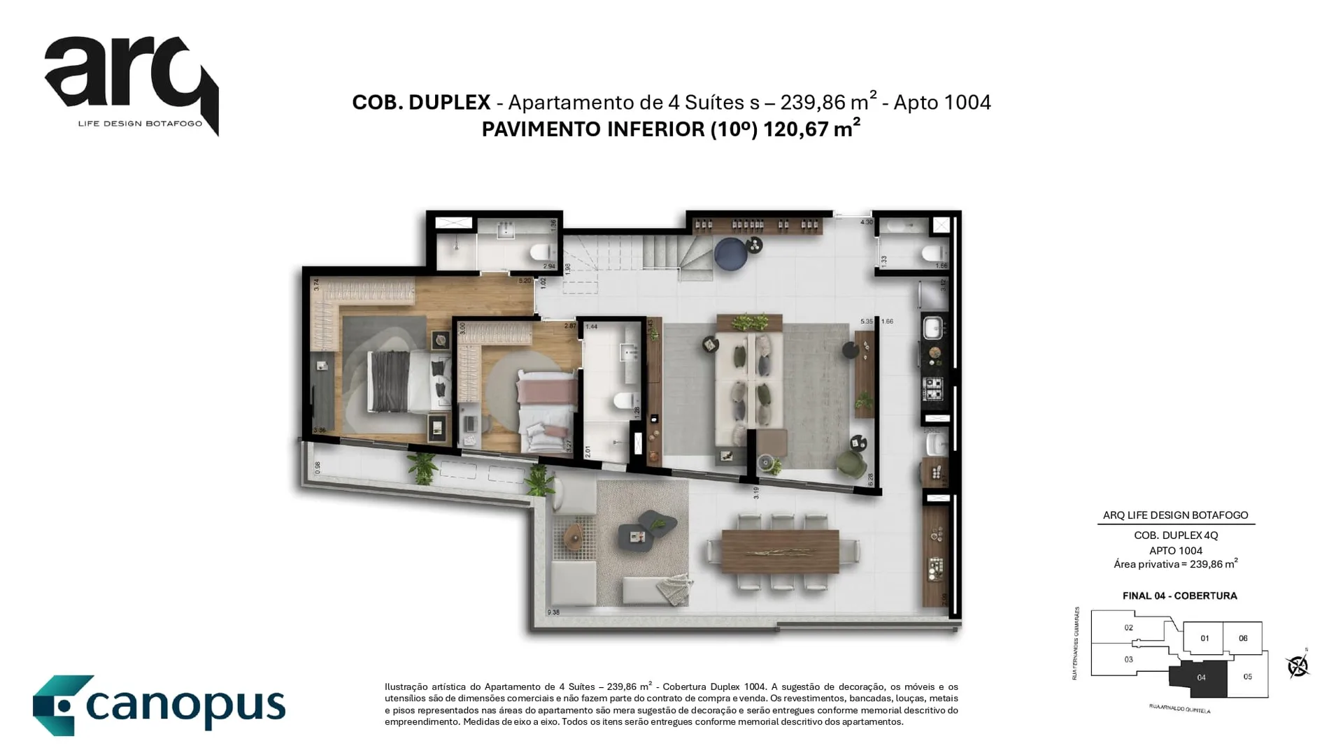 Planta 13: Arq Life Design Botafogo, apartamento de alto padrão em Botafogo, Rio de Janeiro