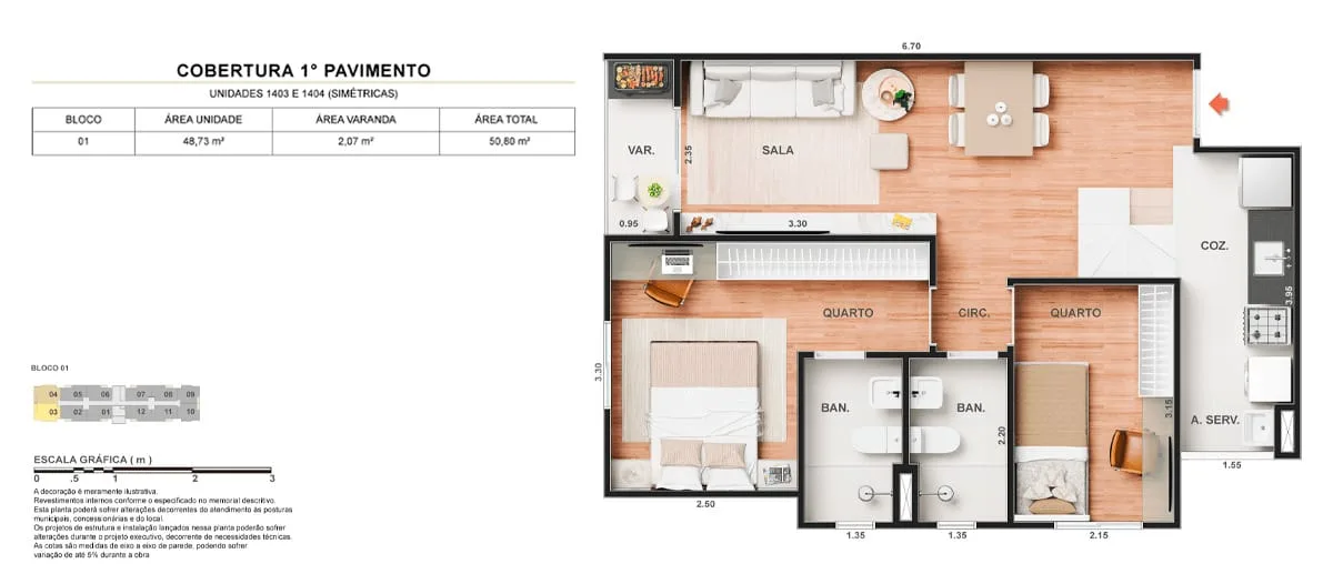 Planta 3: Vitale Sky Clube Residencial, apartamento de alto padrão em Outro, Rio de Janeiro