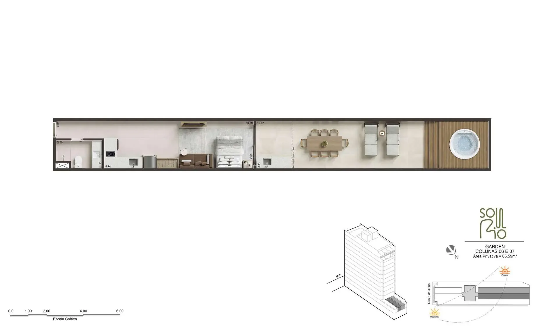 Planta 5: Soul Rio Cinco de Julho, studio de alto padrão em Copacabana, Rio de Janeiro