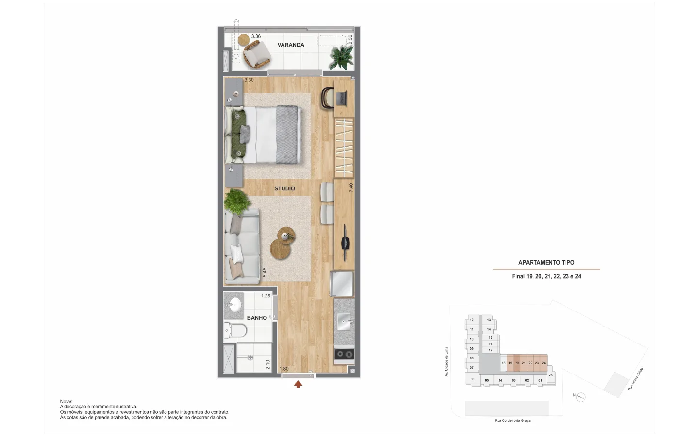 Planta 4: Arcos do Porto Residencial, studio de alto padrão no Centro, Rio de Janeiro