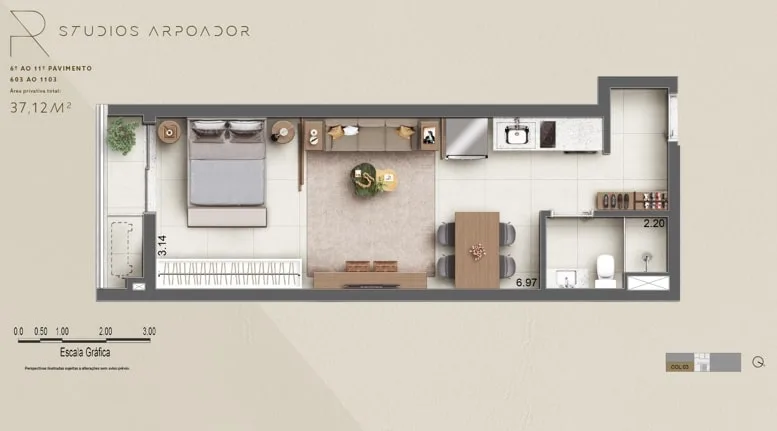 Planta 3: Ar Ipanema, apartamento de alto padrão em Ipanema, Rio de Janeiro