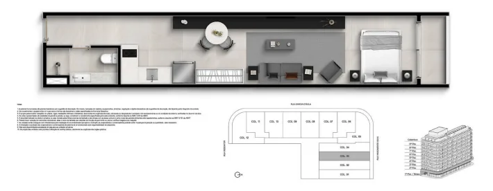 Planta 4: Garcya Praia Studios Ipanema, studio de alto padrão em Ipanema, Rio de Janeiro