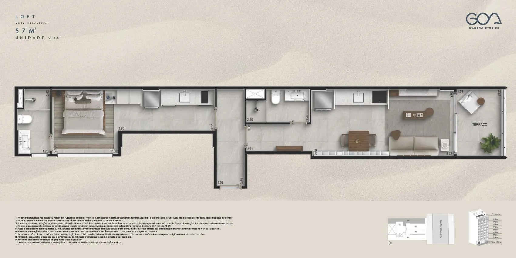 Planta 10: Goa Ipanema Studios, studio de alto padrão em Ipanema, Rio de Janeiro