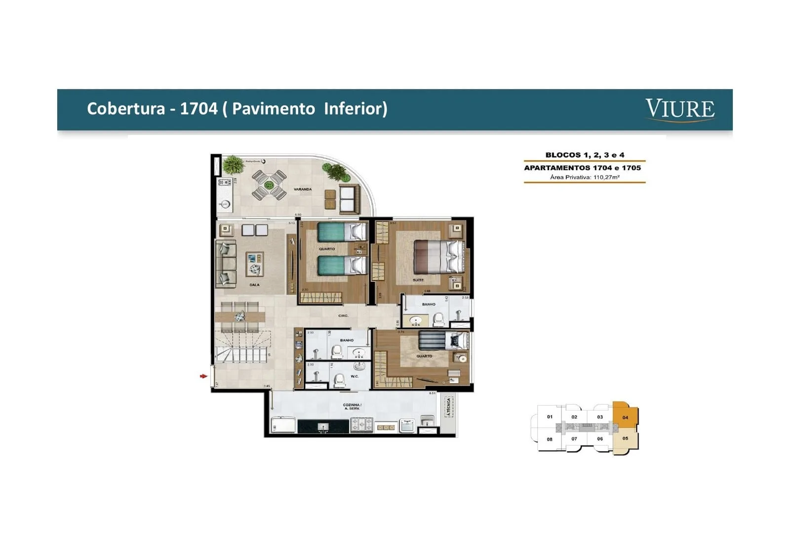Planta 12: Viure Ilha Pura, apartamento de alto padrão na Barra da Tijuca, Rio de Janeiro