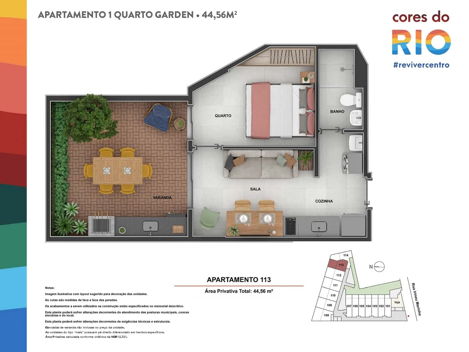 Planta 7: Cores do Rio, studio de alto padrão no Centro, Rio de Janeiro