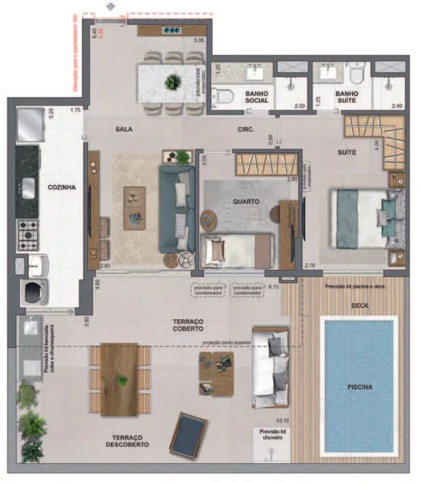 Planta 1: Iconyc By Yoo, apartamento de alto padrão em Botafogo, Rio de Janeiro