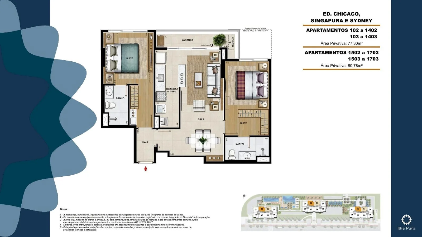 Planta 3: Millenio Ilha Pura, apartamento de alto padrão na Barra da Tijuca, Rio de Janeiro