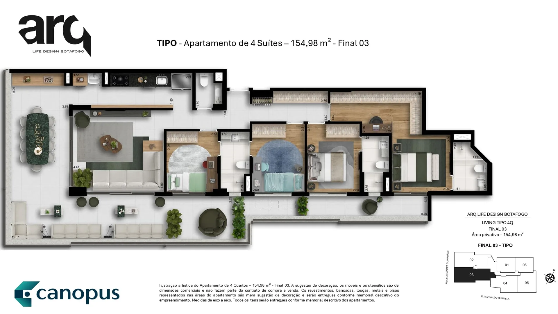 Planta 2: Arq Life Design Botafogo, apartamento de alto padrão em Botafogo, Rio de Janeiro