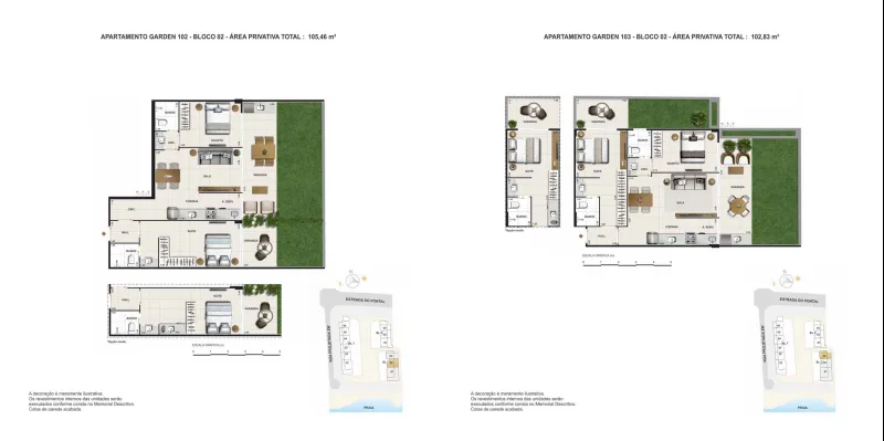 Planta 14: Las Ventanas Residencial, apartamento de alto padrão no Recreio dos Bandeirantes, Rio de Janeiro