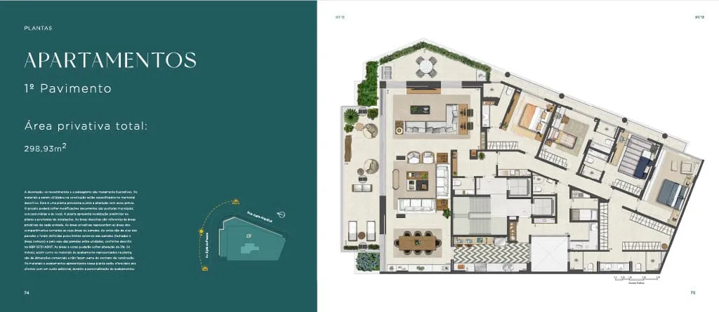 Planta 3: Azuis Mozak, apartamento de alto padrão na Lagoa, Rio de Janeiro