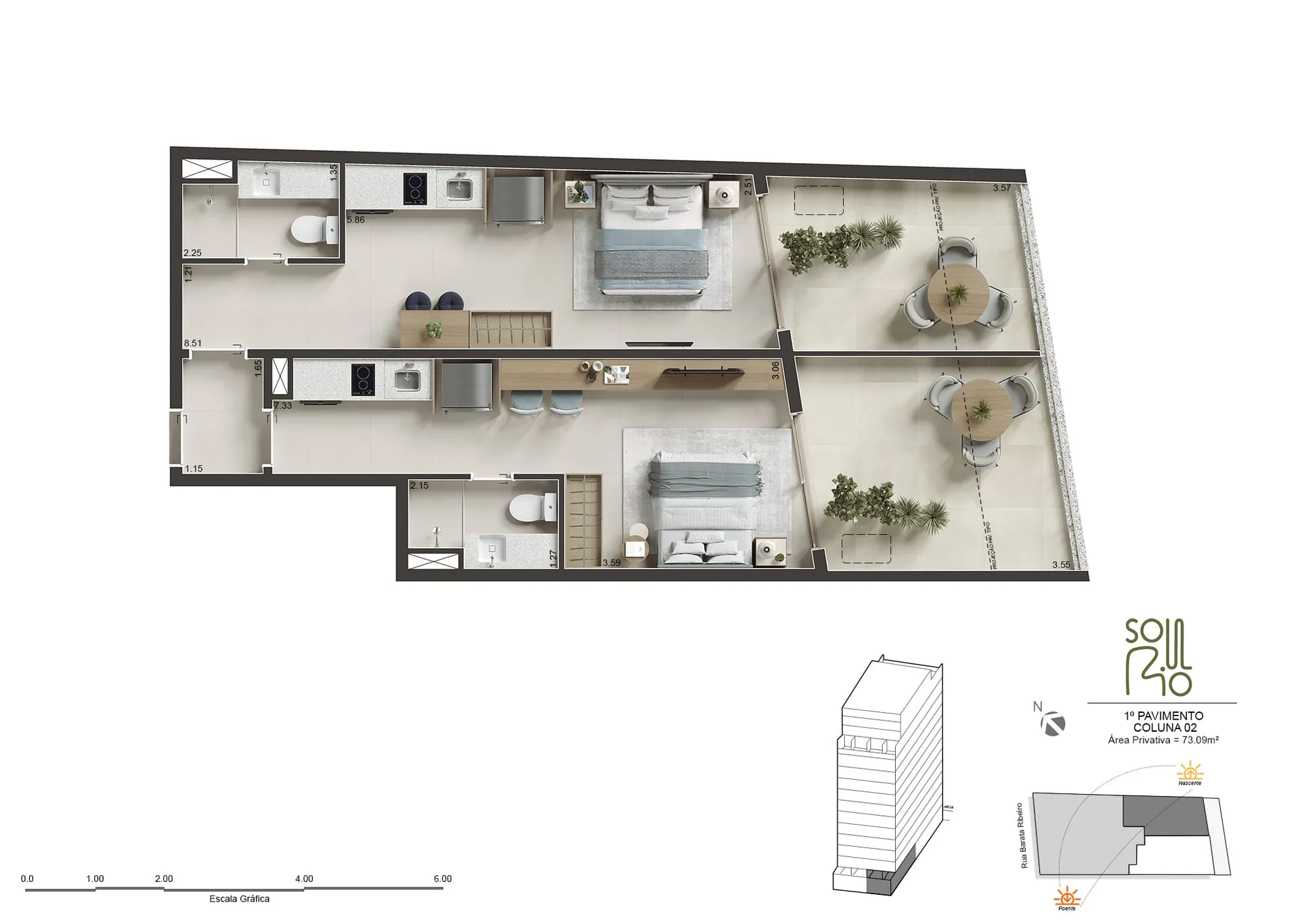 Planta 4: Soul Rio Barata Ribeiro Copacabana, studio de alto padrão em Copacabana, Rio de Janeiro