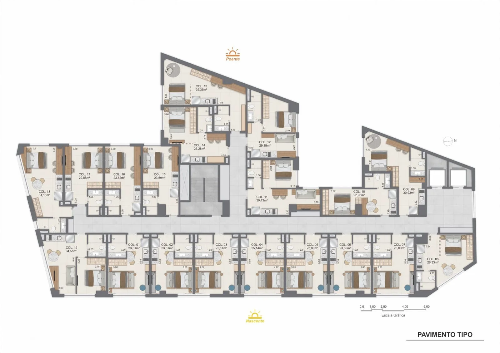 Planta 3: Sal Rio Residence, studio de alto padrão no Centro, Rio de Janeiro