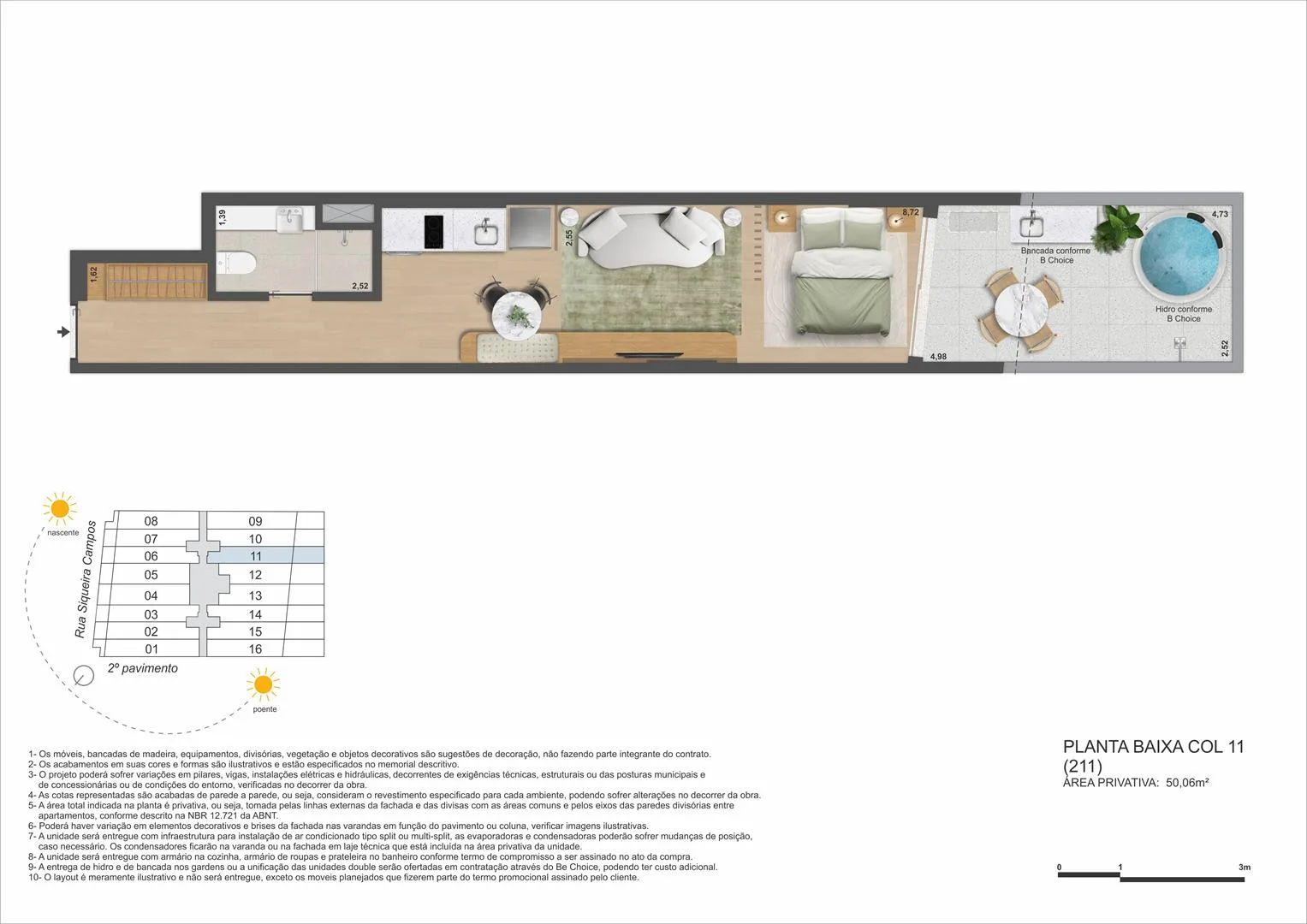 Planta 11: Ben in Rio Praia de Copacabana, studio de alto padrão em Copacabana, Rio de Janeiro