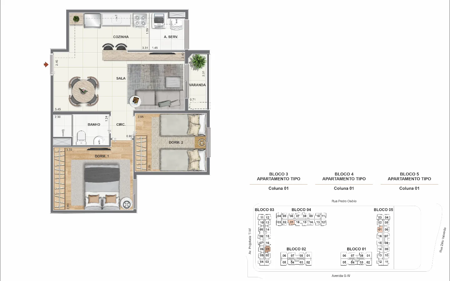 Planta 6: Orla Recreio Reserva, apartamento de alto padrão no Recreio dos Bandeirantes, Rio de Janeiro