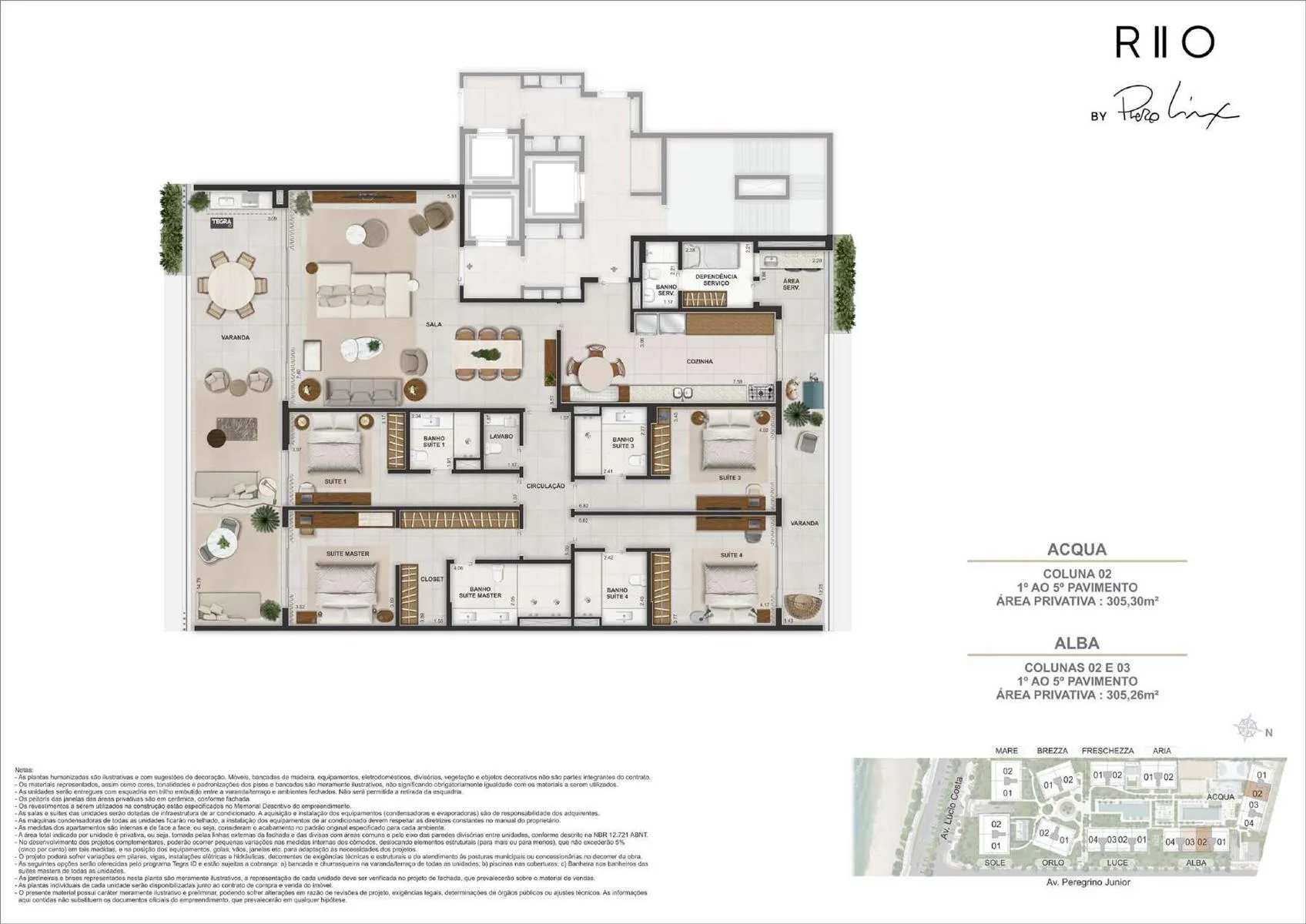 Planta 7: Riio by Piero Lissoni, apartamento de alto padrão na Barra da Tijuca, Rio de Janeiro