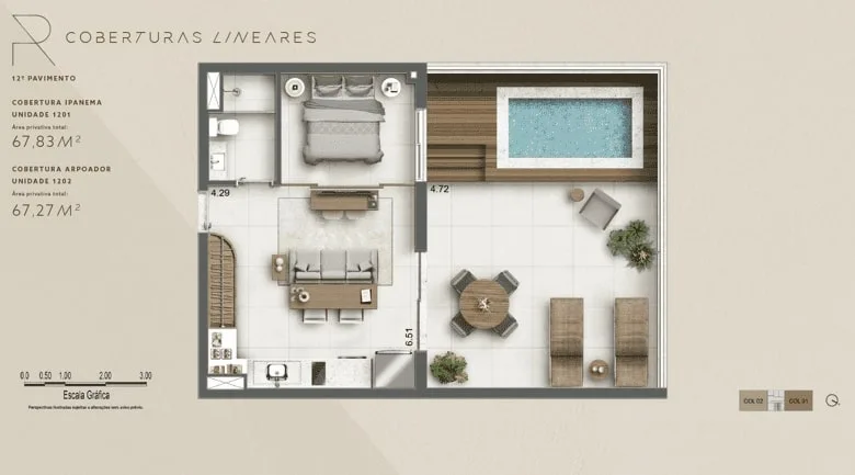 Planta 7: Ar Ipanema, apartamento de alto padrão em Ipanema, Rio de Janeiro