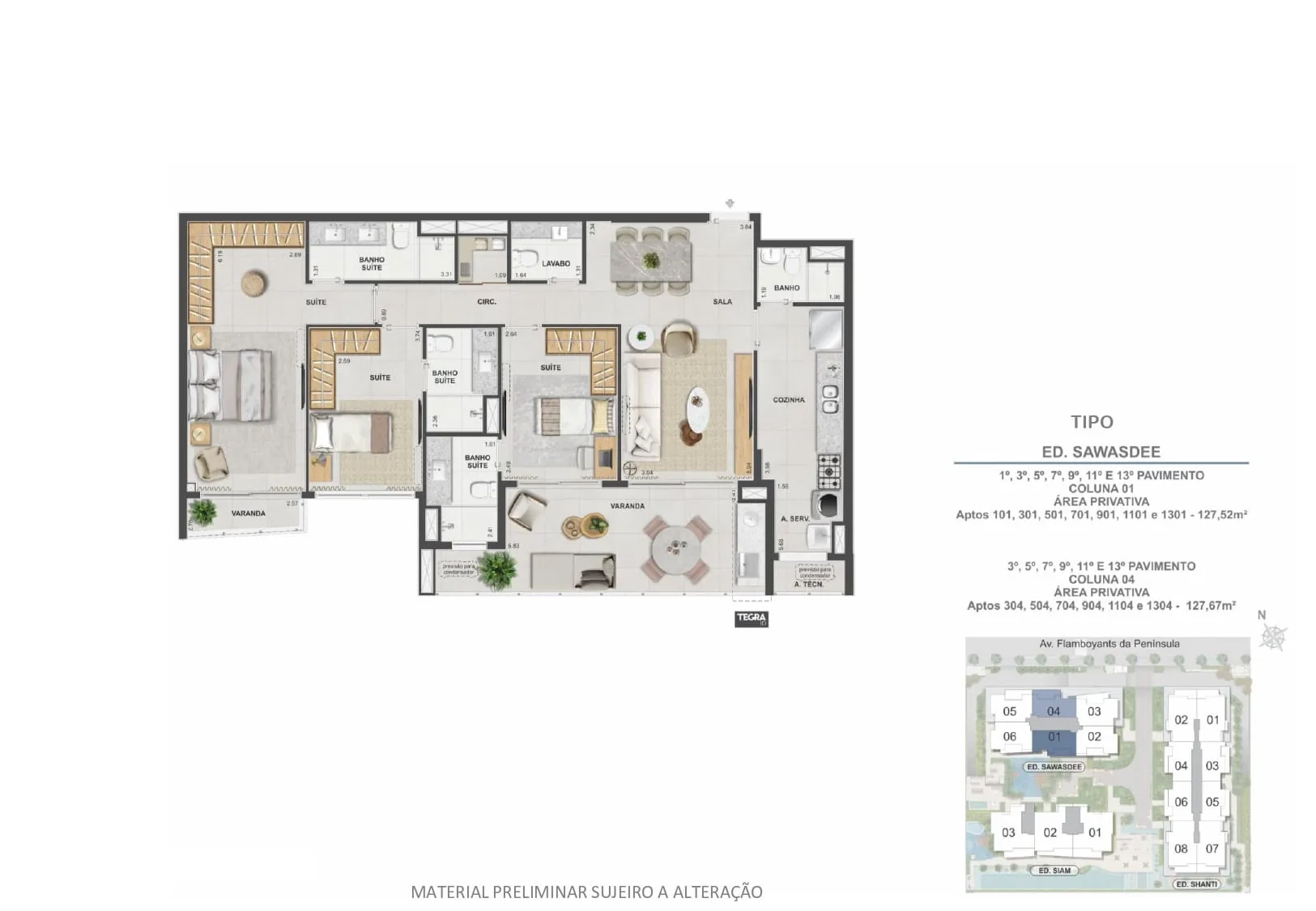 Planta 5: Península Collection, apartamento de alto padrão na Barra da Tijuca, Rio de Janeiro