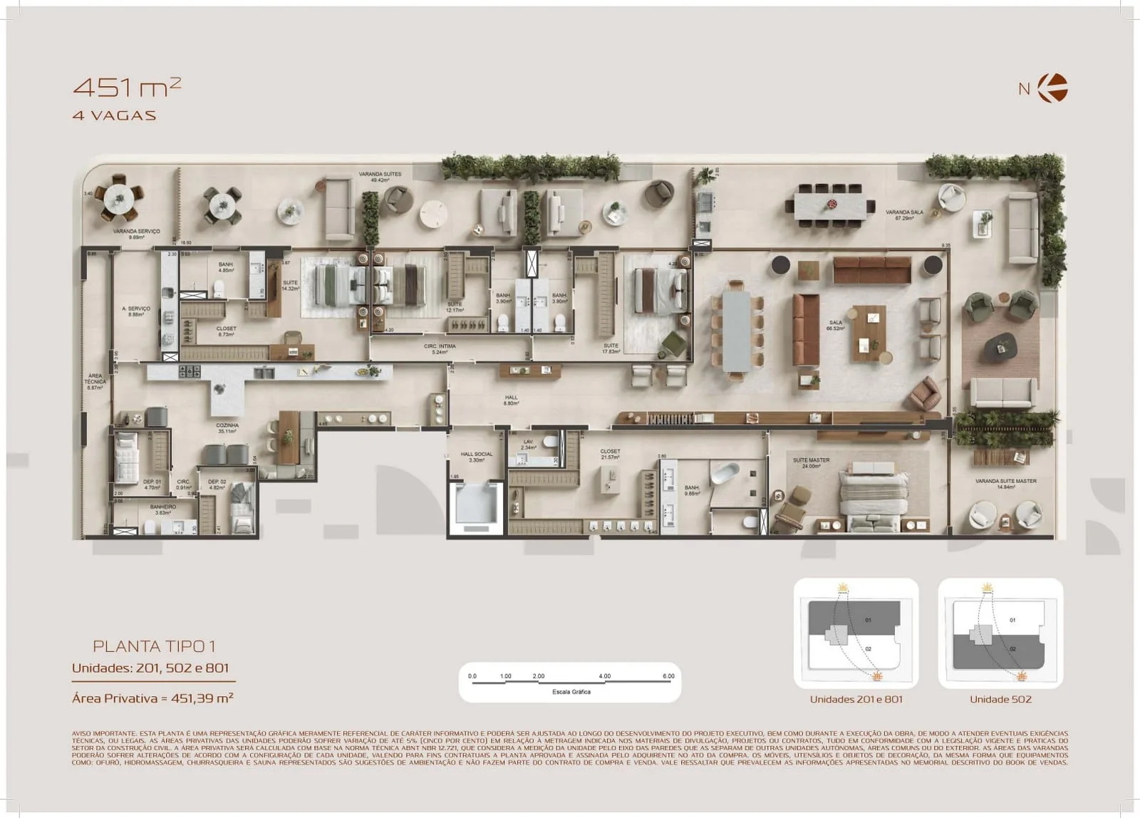 Planta 4: Atto Pininfarina Barra, apartamento de alto padrão na Barra da Tijuca, Rio de Janeiro