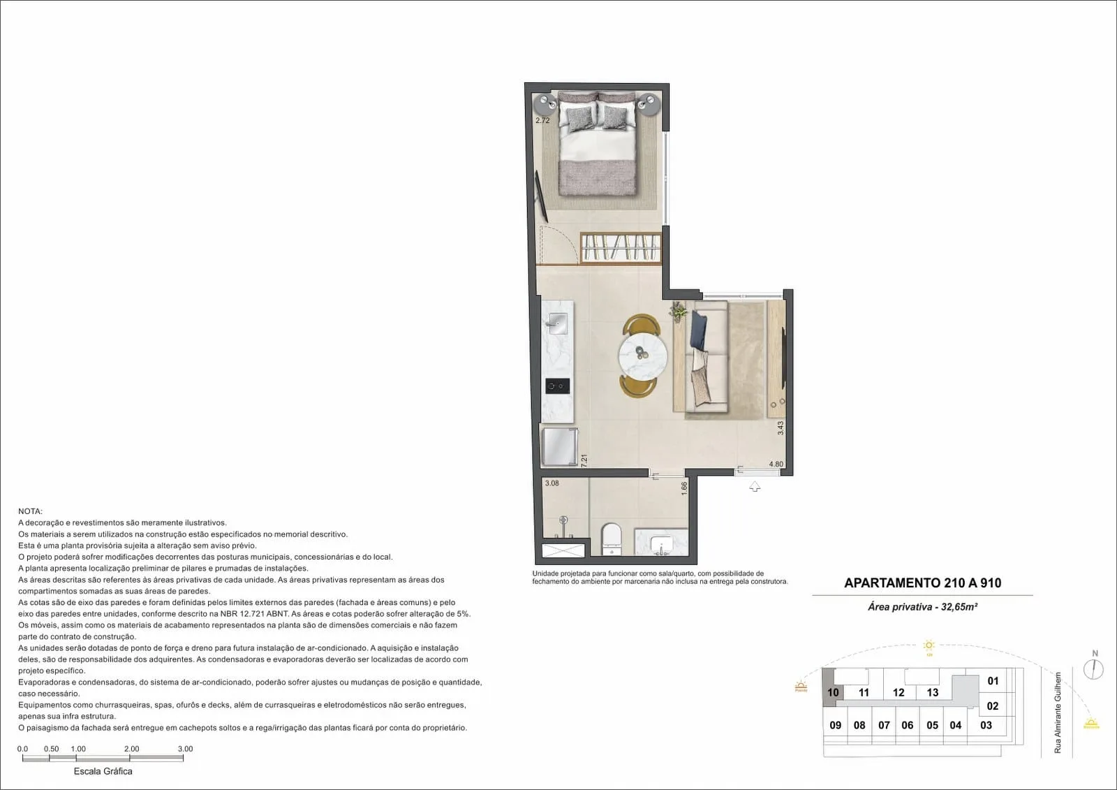 Planta 1: Guilhem Mozak, apartamento de alto padrão no Leblon, Rio de Janeiro