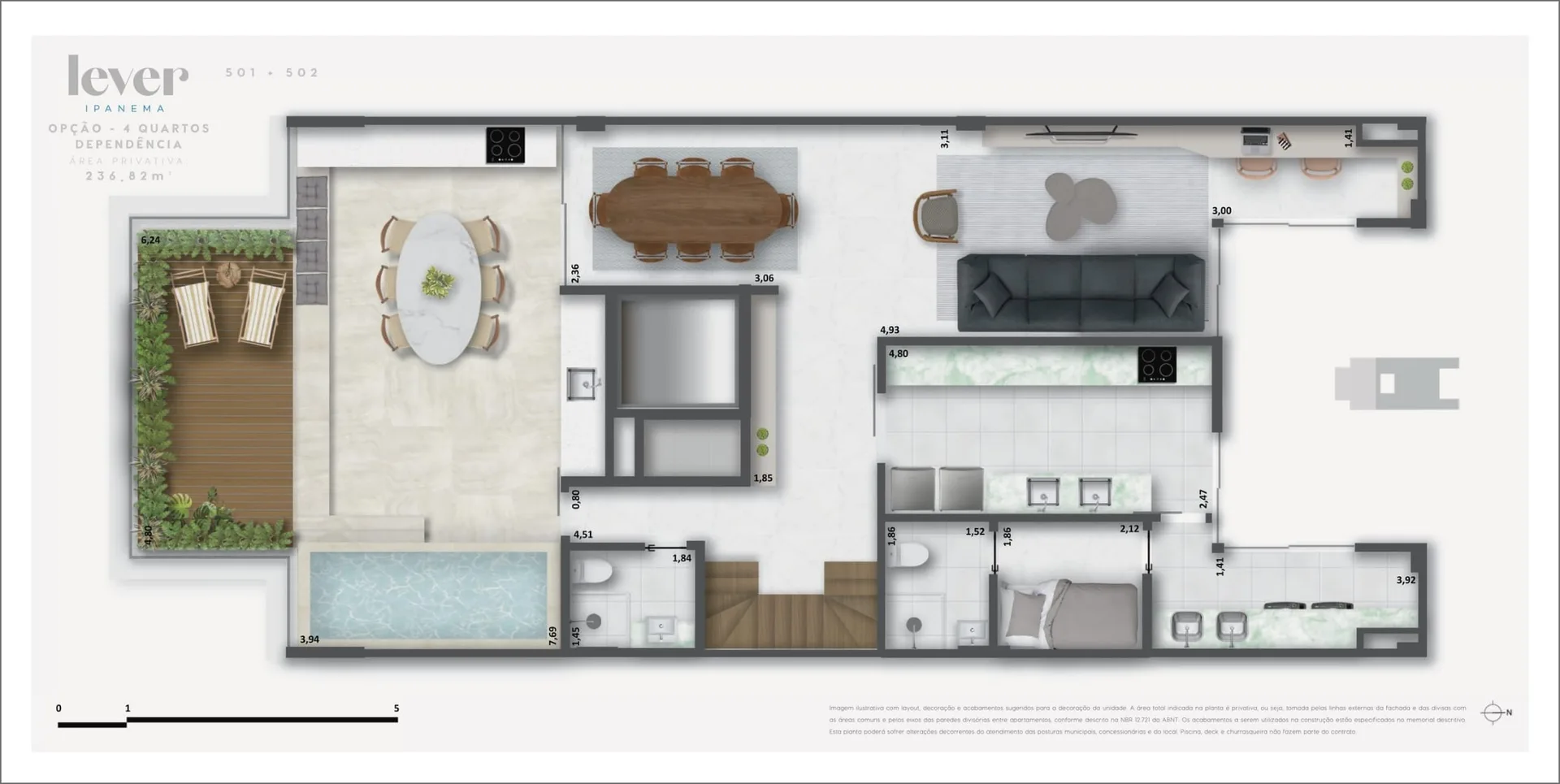 Planta 6: Lever Ipanema, apartamento de alto padrão em Ipanema, Rio de Janeiro