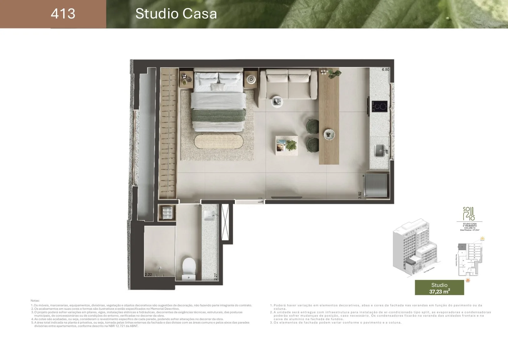 Planta 15: Soul Rio Gago Coutinho 53, studio de alto padrão em Laranjeiras, Rio de Janeiro