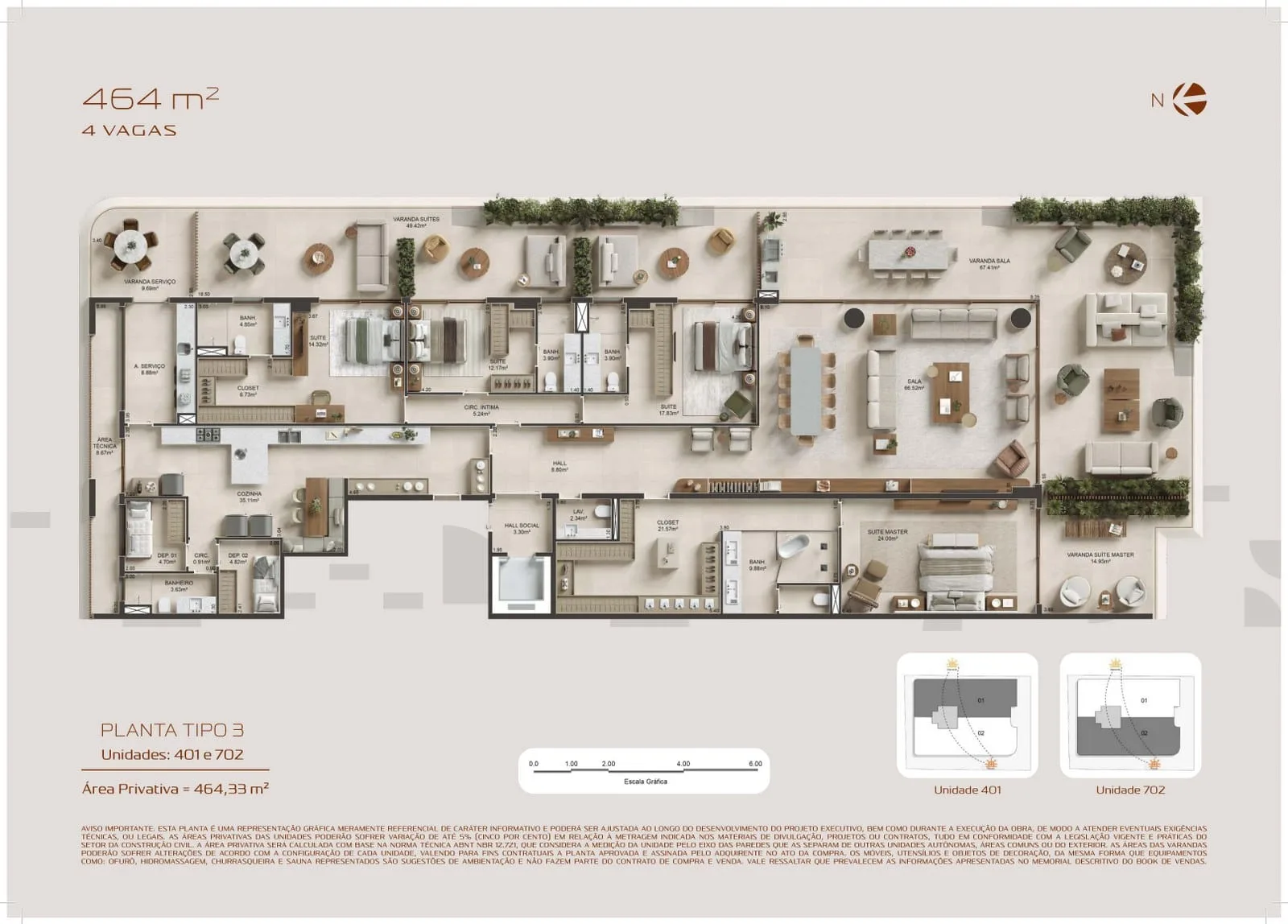 Planta 6: Atto Pininfarina Barra, apartamento de alto padrão na Barra da Tijuca, Rio de Janeiro