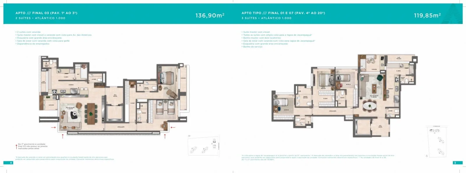 Planta 1: Atlântico Golf Residence, apartamento de alto padrão na Barra da Tijuca, Rio de Janeiro