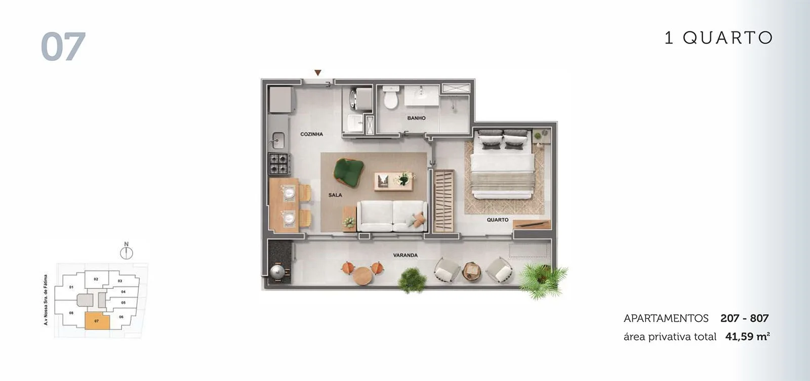 Planta 7: Cores de Fátima, apartamento de alto padrão no Centro, Rio de Janeiro