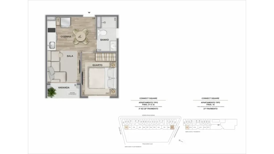Planta 5: Connect Square, studio de alto padrão no Centro, Rio de Janeiro