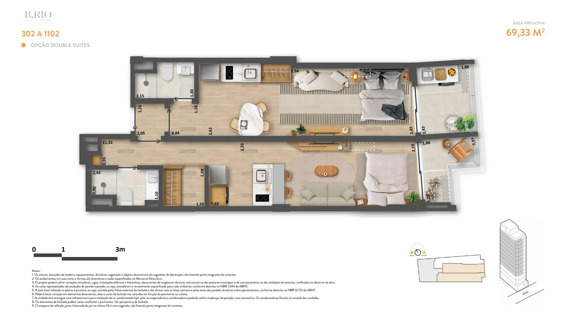 Planta 5: Be in Rio Leopoldo Miguez, studio de alto padrão em Copacabana, Rio de Janeiro