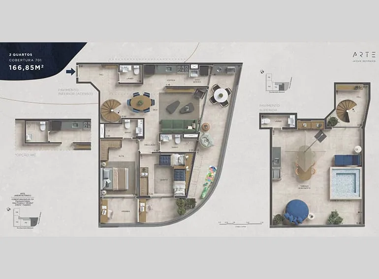 Planta 2: Arte Jardim Botânico, apartamento de alto padrão no Jardim Botânico, Rio de Janeiro