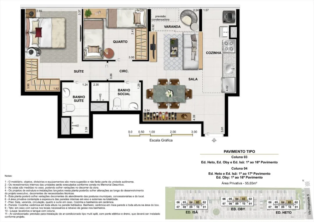 Planta 2: Etehe Residencial, apartamento de alto padrão na Barra da Tijuca, Rio de Janeiro