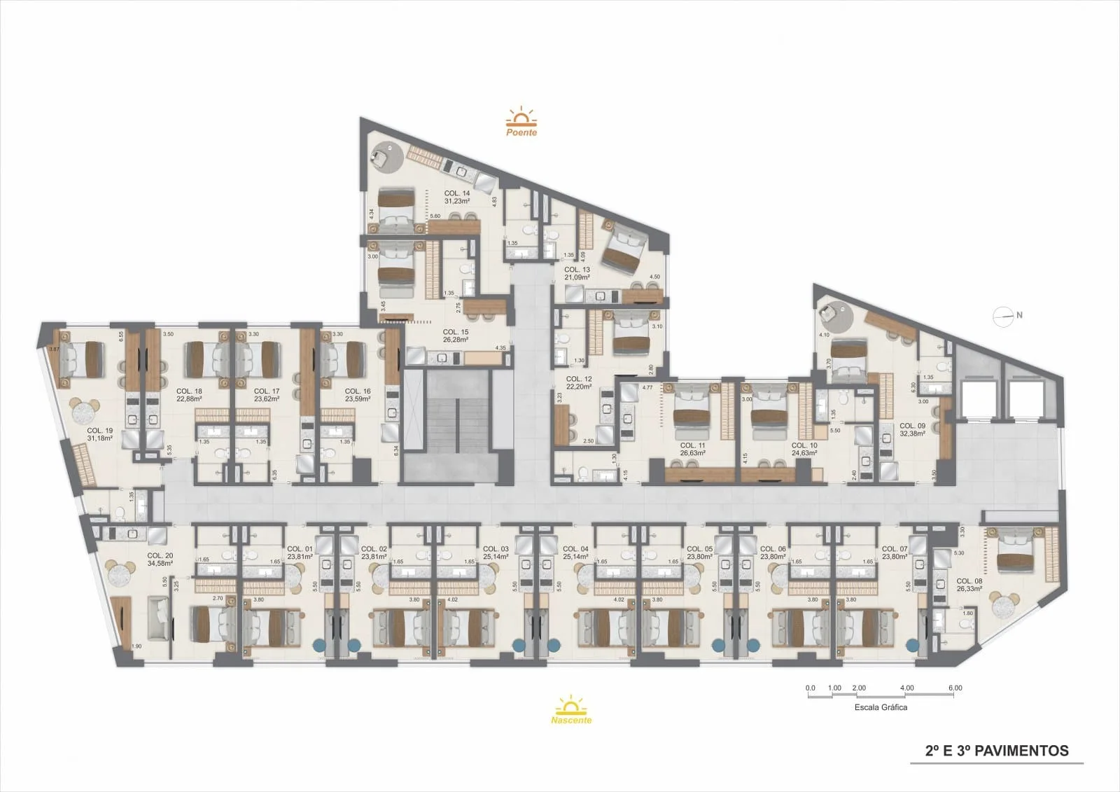 Planta 1: Sal Rio Residence, studio de alto padrão no Centro, Rio de Janeiro