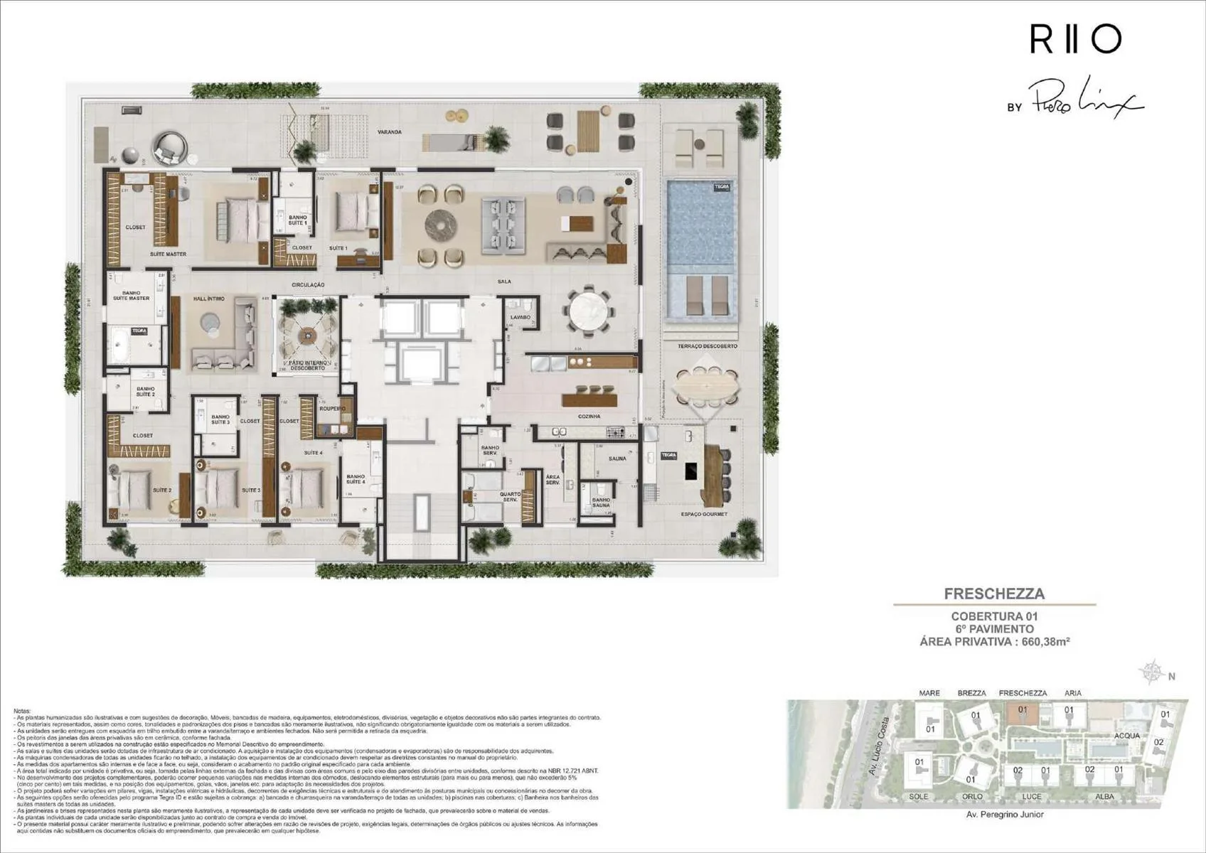 Planta 6: Riio by Piero Lissoni, apartamento de alto padrão na Barra da Tijuca, Rio de Janeiro