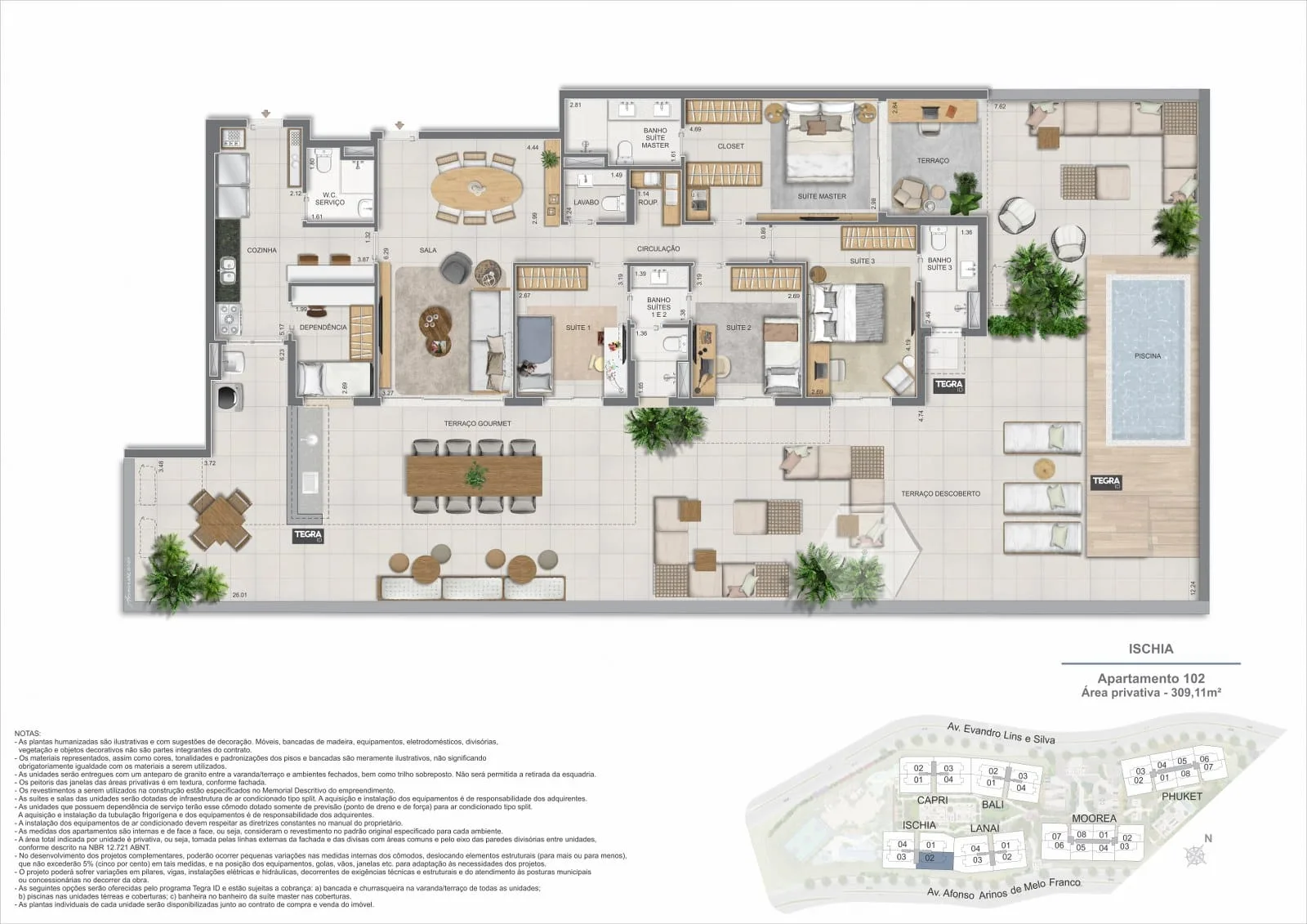 Planta 11: Gaea Home Resort, apartamento de alto padrão na Barra da Tijuca, Rio de Janeiro