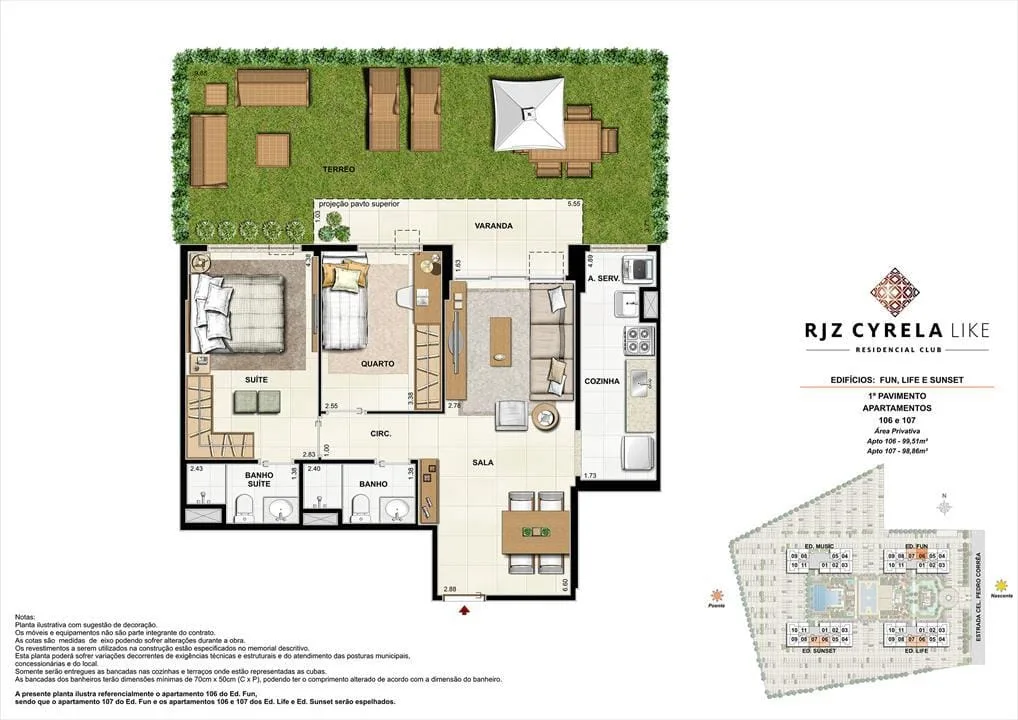 Planta 3: RJZ Cyrela Like, apartamento de alto padrão na Barra da Tijuca, Rio de Janeiro