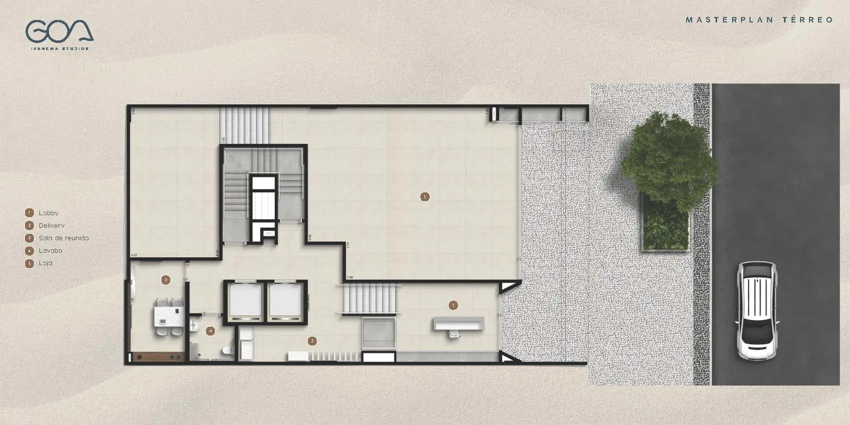 Planta 2: Goa Ipanema Studios, studio de alto padrão em Ipanema, Rio de Janeiro